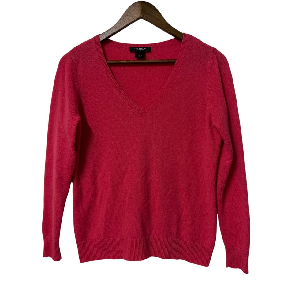 Womens L Cashmere Sweater V-Neck Long Sleeve Pullover Quiet Luxury Old Money